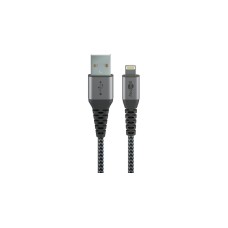 Lightning Stecker(grau/silber, 50cm, gesleevt, Metallstecker)