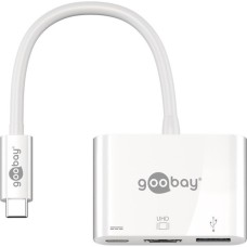 USB-A + USB-C + HDMI Buchse, USB-Hub(weiß, 15cm, PD, Laden mit bis zu 60 Watt)