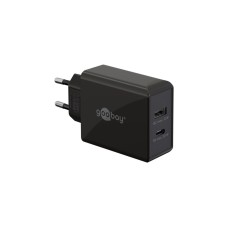 goobay USB-C PD Dual-Schnellladegerät 30 Watt(schwarz, 1x USB-A, 1x USB-C PD)