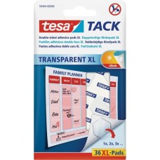 tesa Tack transparent, doppelseitige Klebepads XL, Kleber(weiß, 36 Stück)